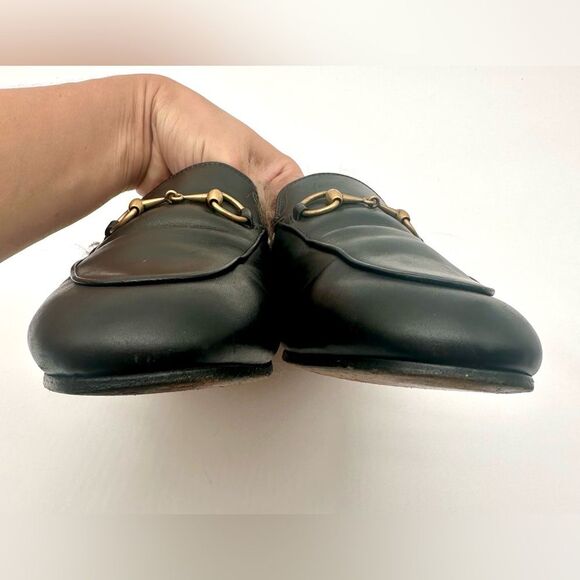 Gucci Princetown Fur Mule Black Horsebit SlipperShearling Loafer Flats EU37 US7 - Picture 7 of 10